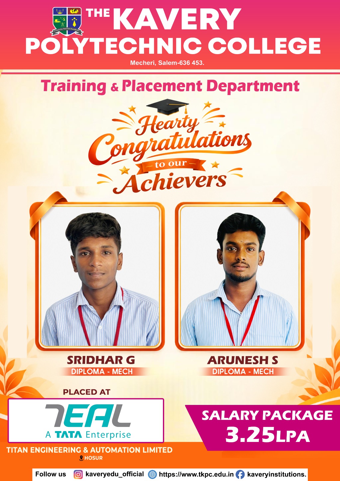 Placement at Titan Engineering & Automation Limited (TEAL)
